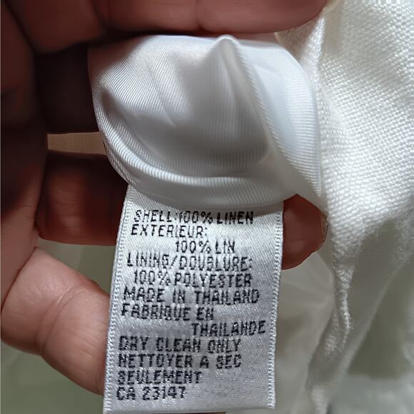 Talbots Petites Irish Linen Jacket White Women's Size 14 Long Sleeves - Picture 8 of 13